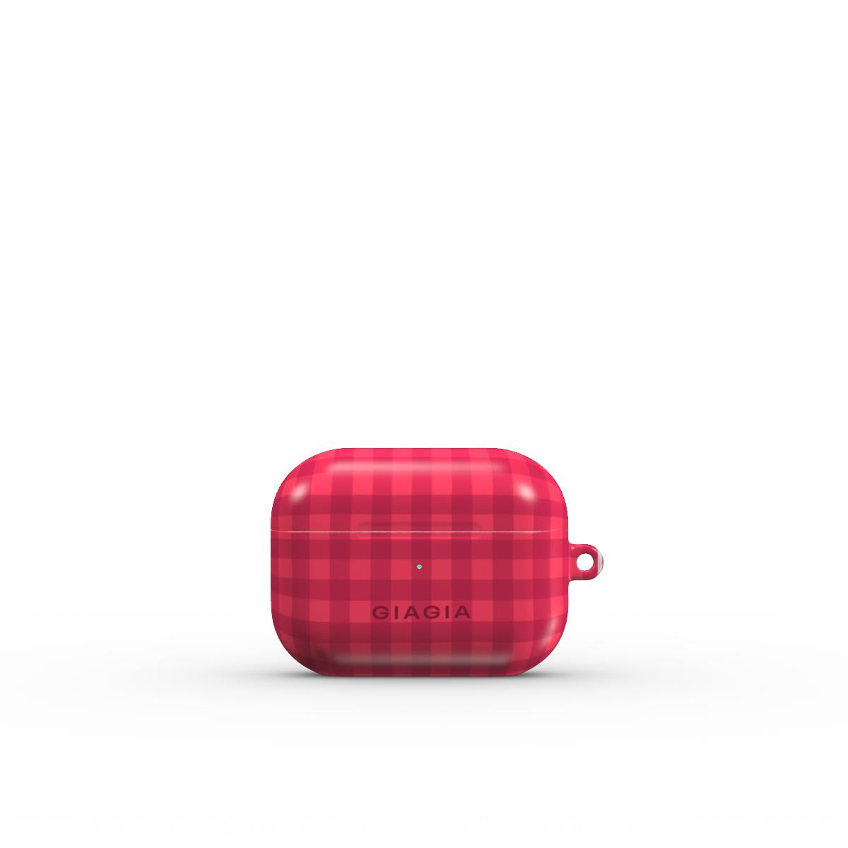 Red plaid patterned case with 'GIAGIA' branding on a white background