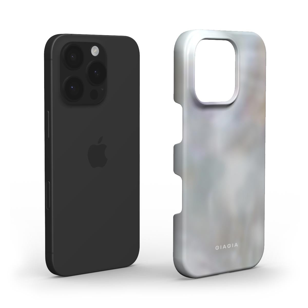 Black phone case and silver phone case on a white background