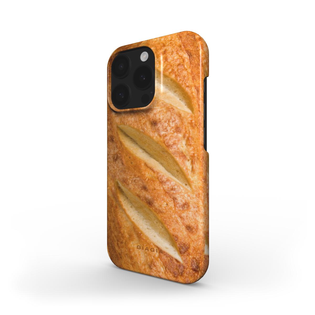 Phone case with bread design on a white background