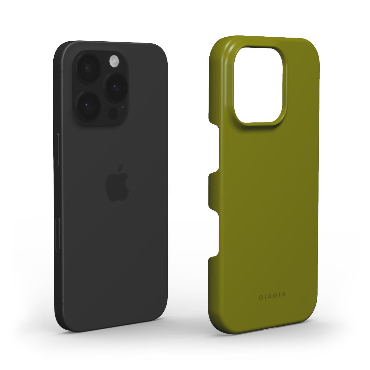 Black phone case and green phone case on a white background