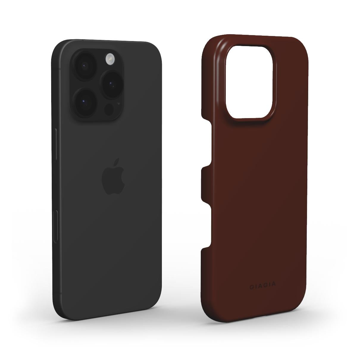 Black and brown phone cases on a white background