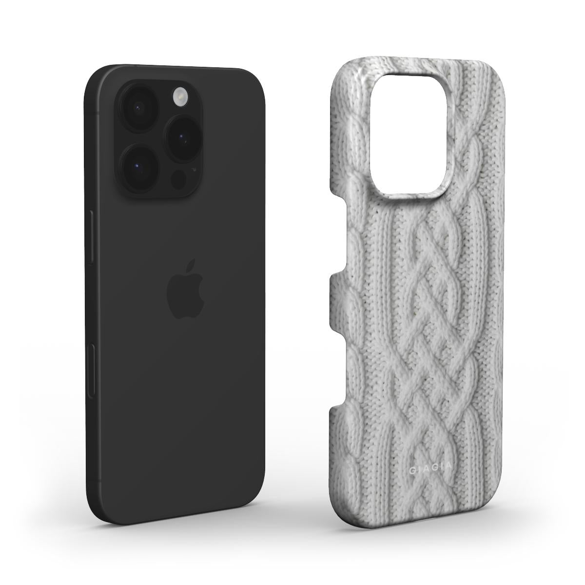 Black phone case and gray textured phone case on a white background