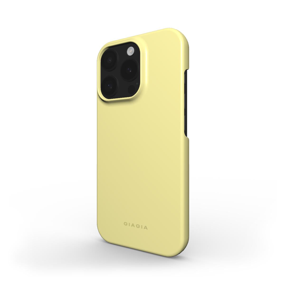 Yellow phone case with a brand logo on a white background