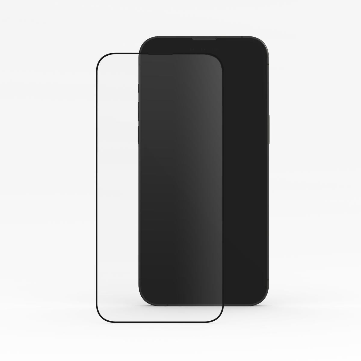 Smartphone with a black screen protector on a white background