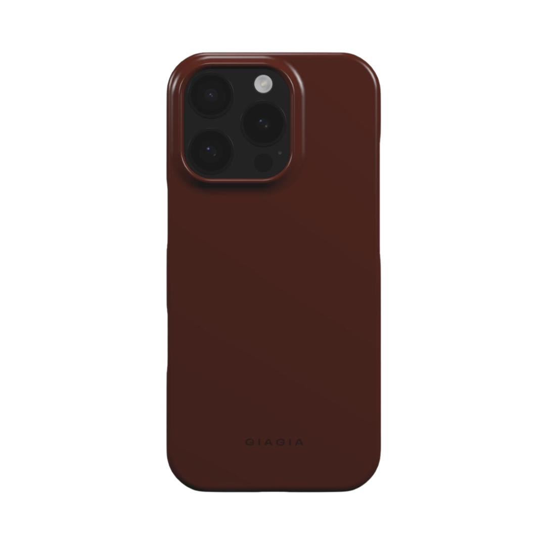 Brown phone case with GIAGIA branding on a white background