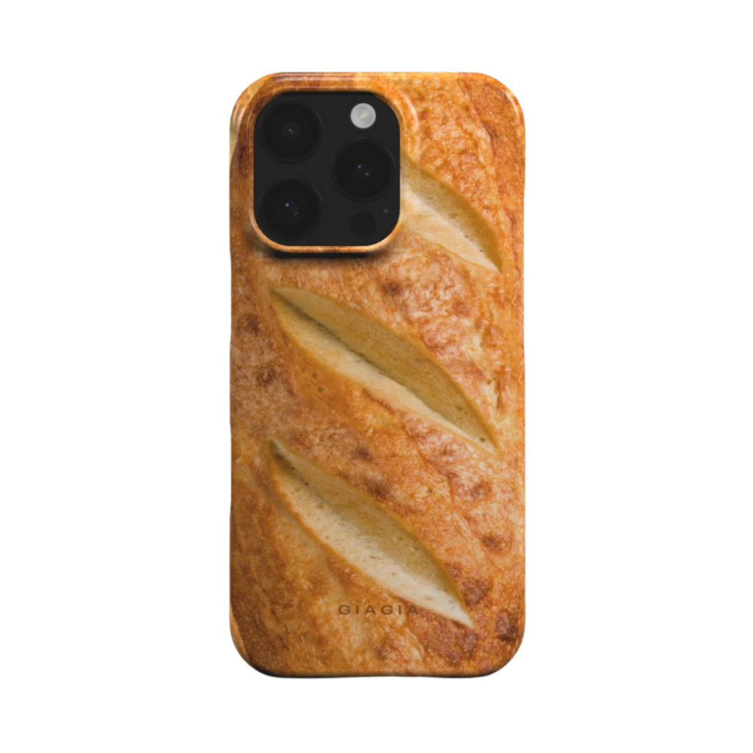 Phone case with baguette design on a white background